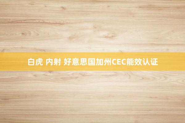 白虎 内射 好意思国加州CEC能效认证